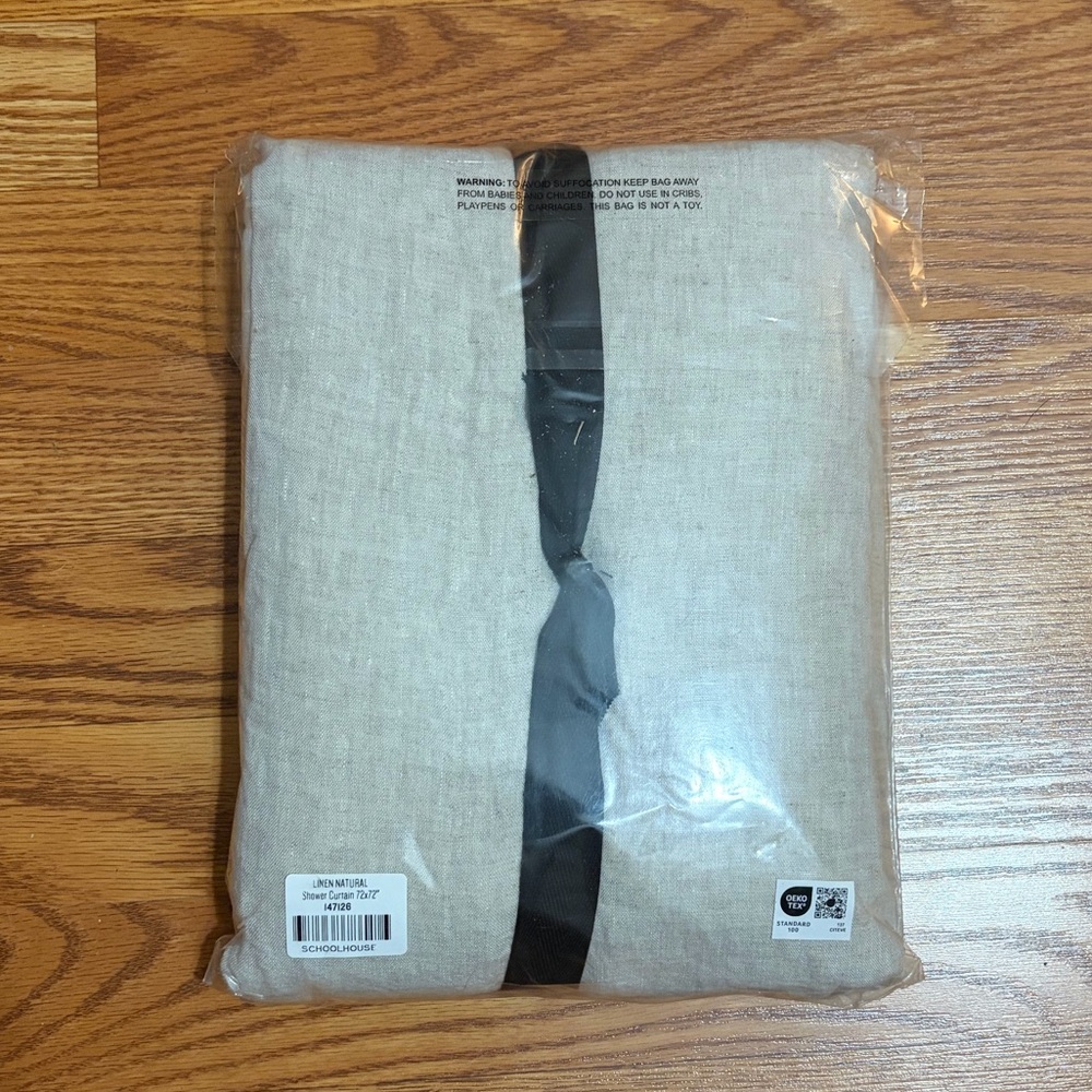 NEW Schoolhouse Linen Natural Shower Curtain 72” x 72” - Picture 2 of 3